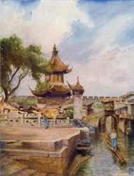 Der Tempel in Bing-Oo, Wasserpforte und Stadtmauer